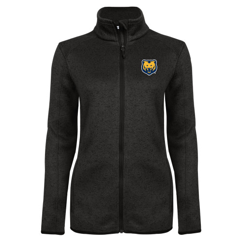  Womens Black Heather Fleece Jacket - UNC Bear Logo