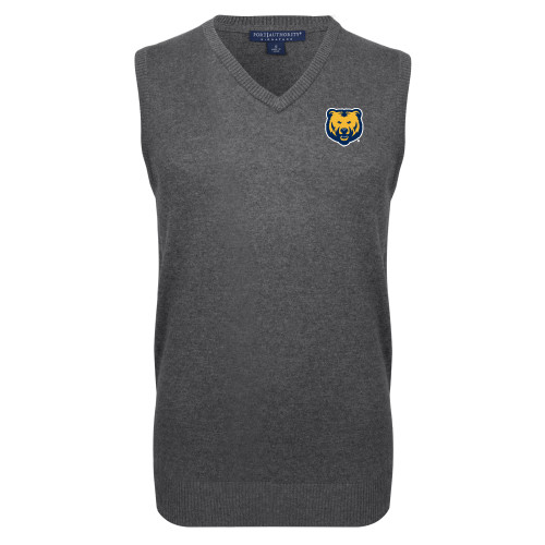  Charcoal VNeck Sweater Vest - UNC Bear Logo