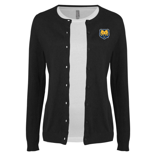  Womens Black Cardigan Sweater - UNC Bear Logo