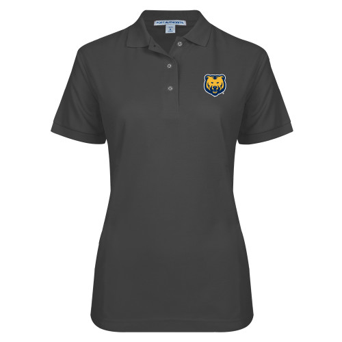  Womens Silk Touch Charcoal Pique Polo - UNC Bear Logo