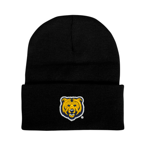  Black Knit Beanie w/Cuff - UNC Bear Logo