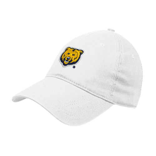  White Unstructured Adjustable Low Profile Hat - UNC Bear Logo