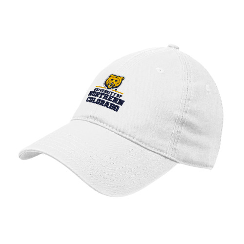  White Unstructured Adjustable Low Profile Hat - Northern Colorado Stacked Logo