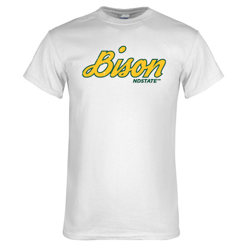 White T Shirt-Bison Script