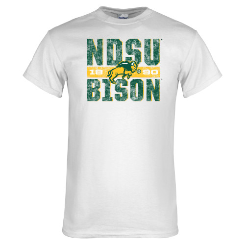 White T Shirt-Block Stacked Distressed