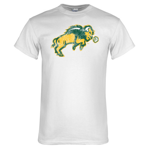 White T Shirt-Bison Full Body Distressed