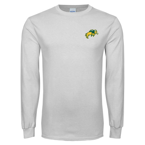 White Long Sleeve T Shirt-Full Bison