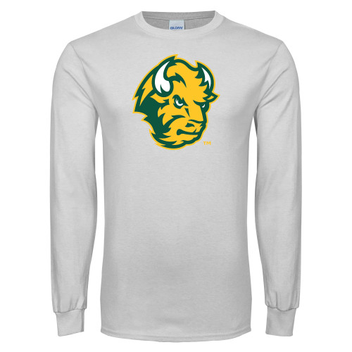 White Long Sleeve T Shirt-Bison Head