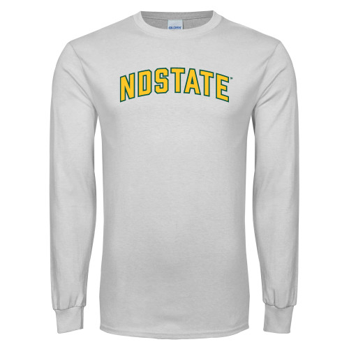 White Long Sleeve T Shirt-NDSTATE Arched