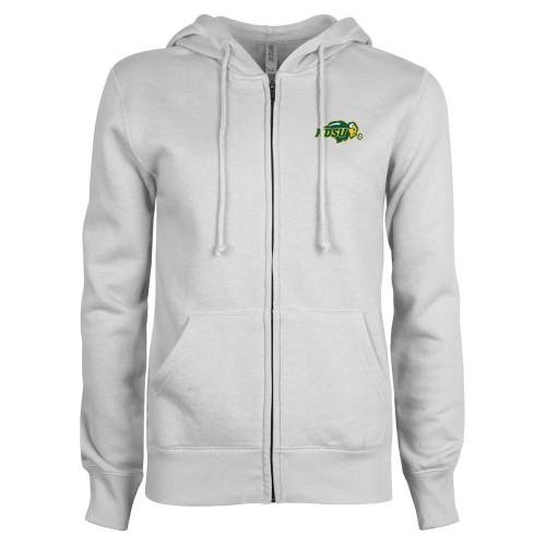 ENZA Womens White Fleece Full Zip Hoodie-Primary Mark