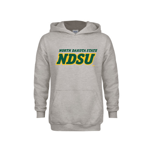 Youth Grey Fleece Hood-NDSU Wordmark