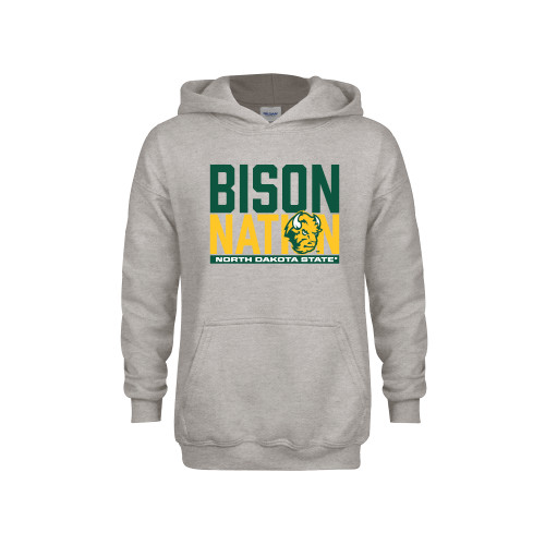 Youth Grey Fleece Hood-Bison Nation