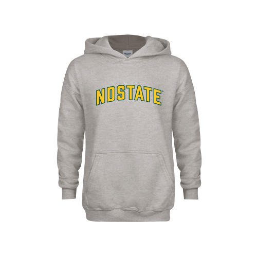 Youth Grey Fleece Hood-NDSTATE Arched
