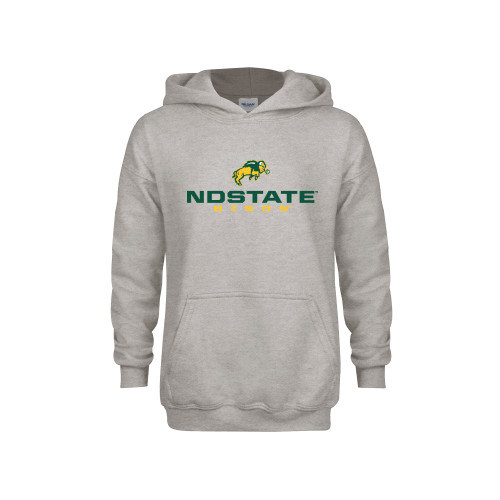 Youth Grey Fleece Hood-NDSTATE Bison Stacked