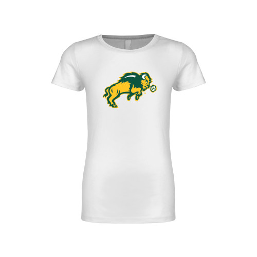 Next Level Girls White Fashion Fit T Shirt-Full Bison
