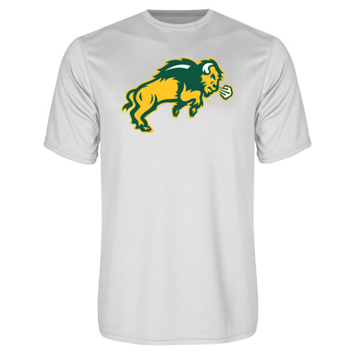 White Performance Tee-Full Bison