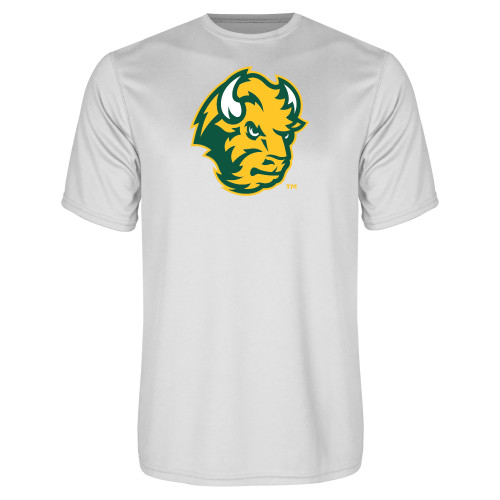 White Performance Tee-Bison Head