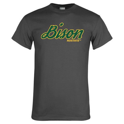 Charcoal T Shirt-Bison Script
