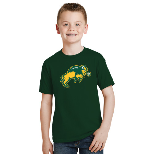 Youth Dark Green T-Shirt-Full Bison