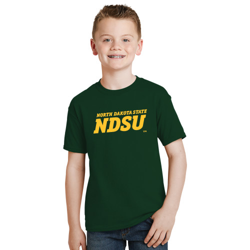 Youth Dark Green T-Shirt-NDSU Wordmark