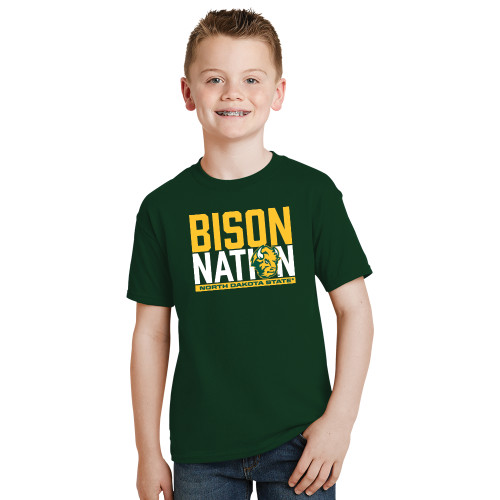 Youth Dark Green T-Shirt-Bison Nation