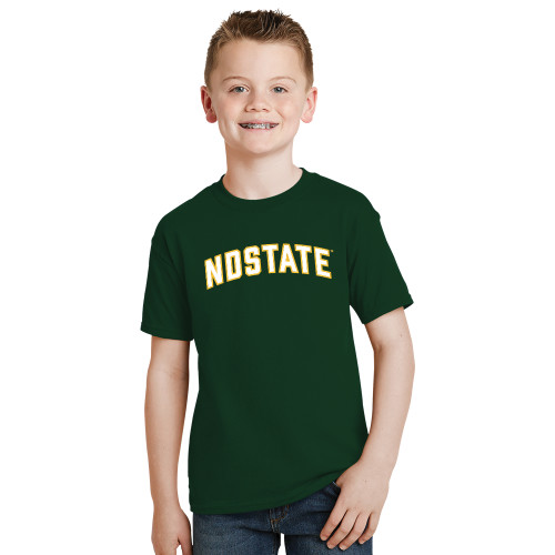 Youth Dark Green T-Shirt-NDSTATE Arched