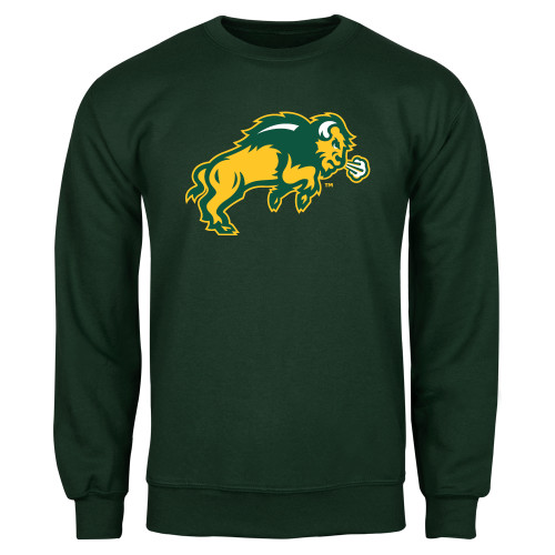 Dark Green Fleece Crew-Full Bison