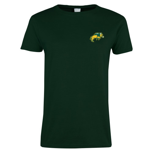 Womens Dark Green Short Sleeve Tee-Full Bison