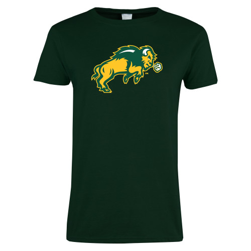 Womens Dark Green Short Sleeve Tee-Full Bison