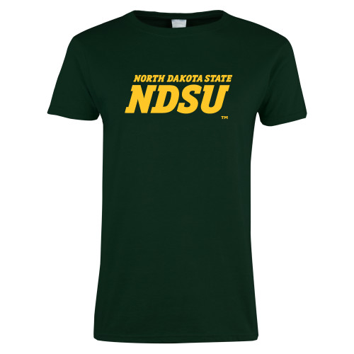 Womens Dark Green Short Sleeve Tee-NDSU Wordmark