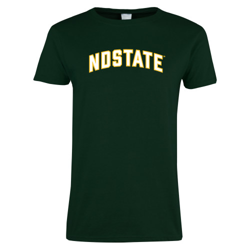 Womens Dark Green Short Sleeve Tee-NDSTATE Arched