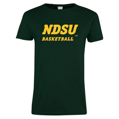 Womens Dark Green Short Sleeve Tee-Basketball