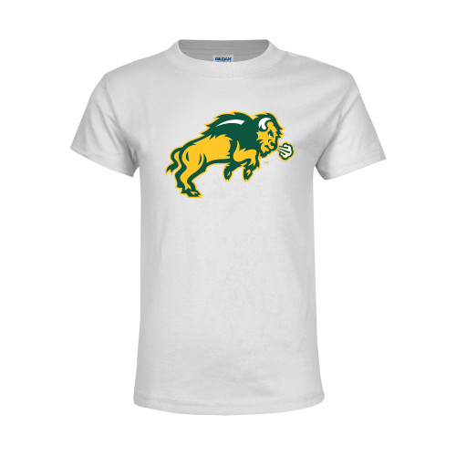 Youth White T Shirt-Full Bison