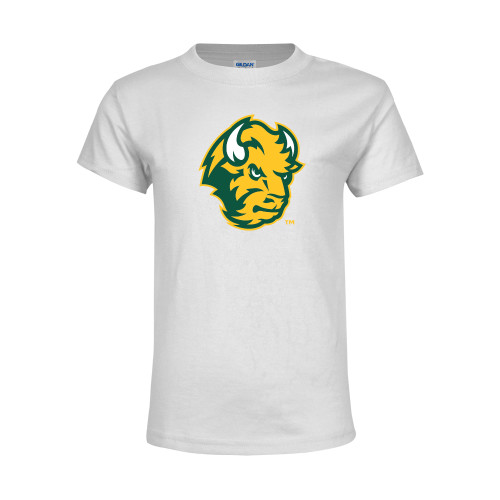 Youth White T Shirt-Bison Head