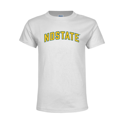 Youth White T Shirt-NDSTATE Arched