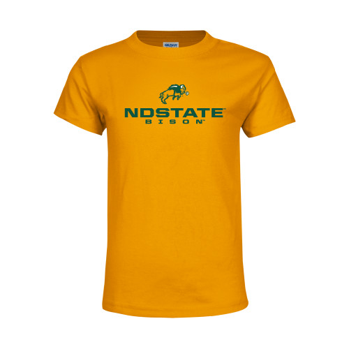 Youth Gold T-Shirt-NDSTATE Bison Stacked
