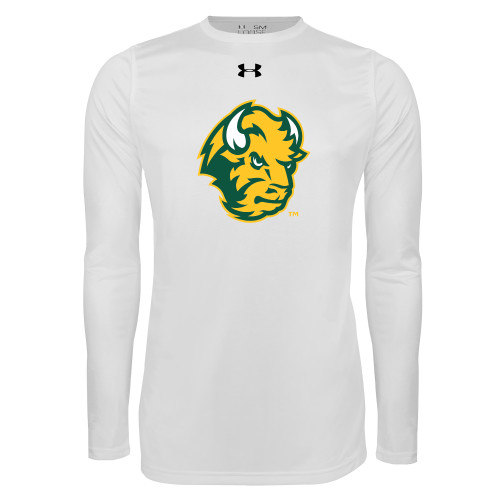 Under Armour White Long Sleeve Tech Tee-Bison Head