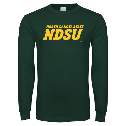 Dark Green Long Sleeve T Shirt-NDSU Wordmark