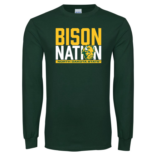Dark Green Long Sleeve T Shirt-Bison Nation