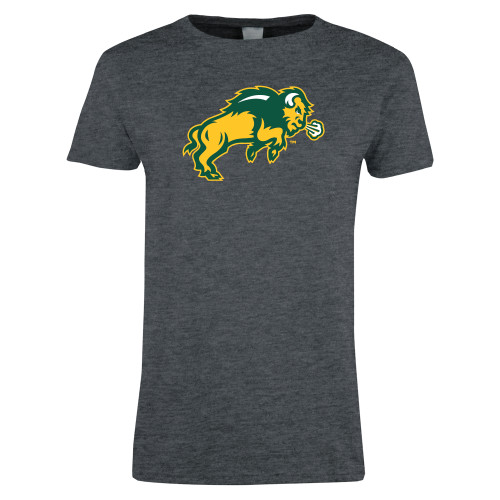 Womens Dark Heather Short Sleeve Tee-Full Bison