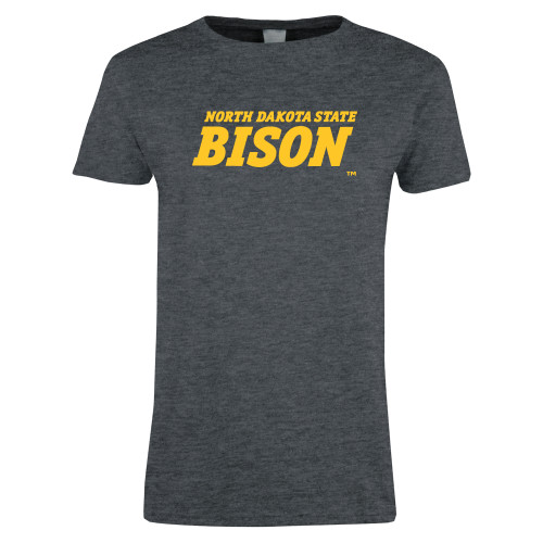 Womens Dark Heather Short Sleeve Tee-Bison Wordmark