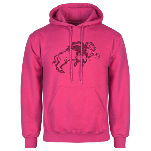 Womens Fuchsia Fleece Hoodie-M Hot Pink Glitter