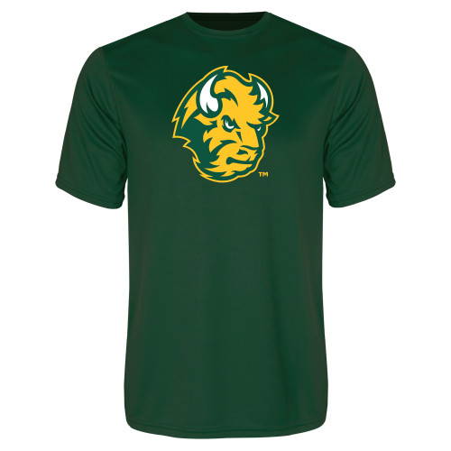 Dark Green Performance Tee-Bison Head
