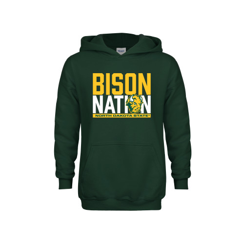 Youth Dark Green Fleece Hoodie-Bison Nation