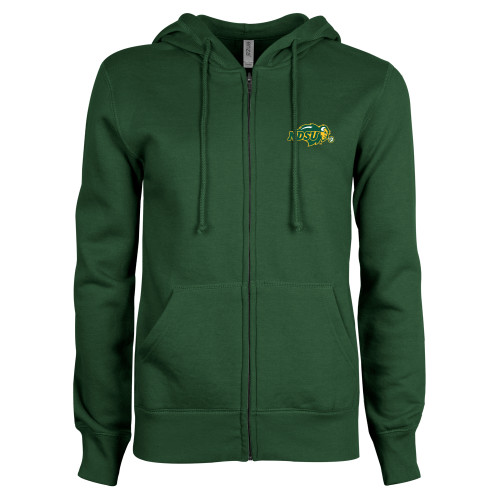 ENZA Womens Dark Green Fleece Full Zip Hoodie-Primary Mark
