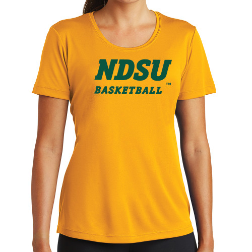 Womens Gold Performance Short Sleeve Tee-Basketball
