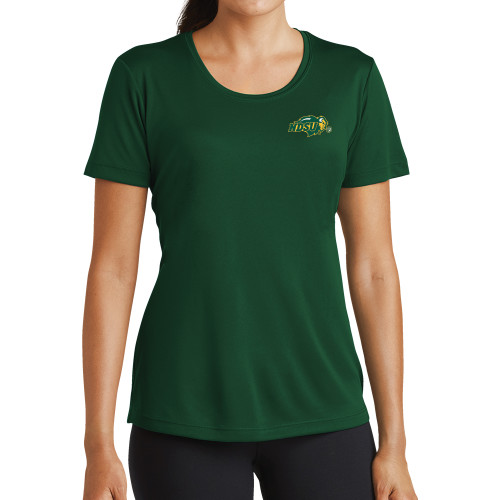 Womens Dark Green Performance Short Sleeve Tee-Primary Mark