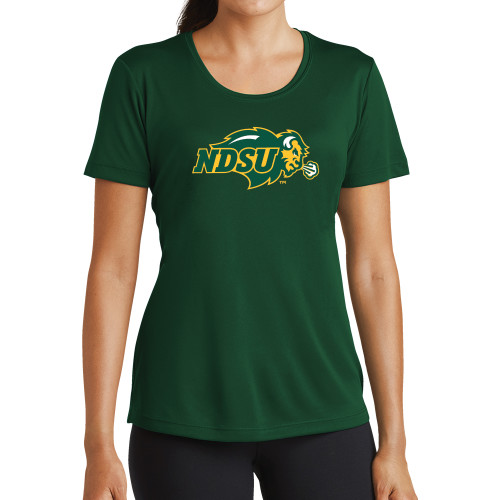 Womens Dark Green Performance Short Sleeve Tee-Primary Mark