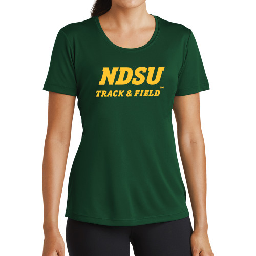 Womens Dark Green Performance Short Sleeve Tee-Track and Field