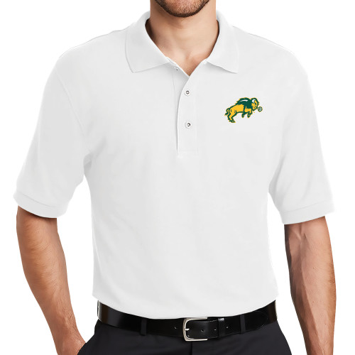 White Silk Touch Polo-Full Bison
